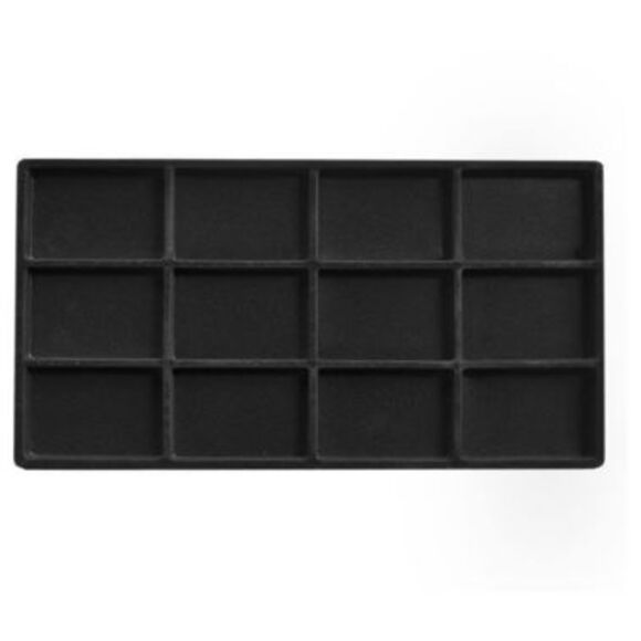 1pc Black Flocked Compartment Display Slots Inserts for Jewelry Cases and Trays (12 slot)