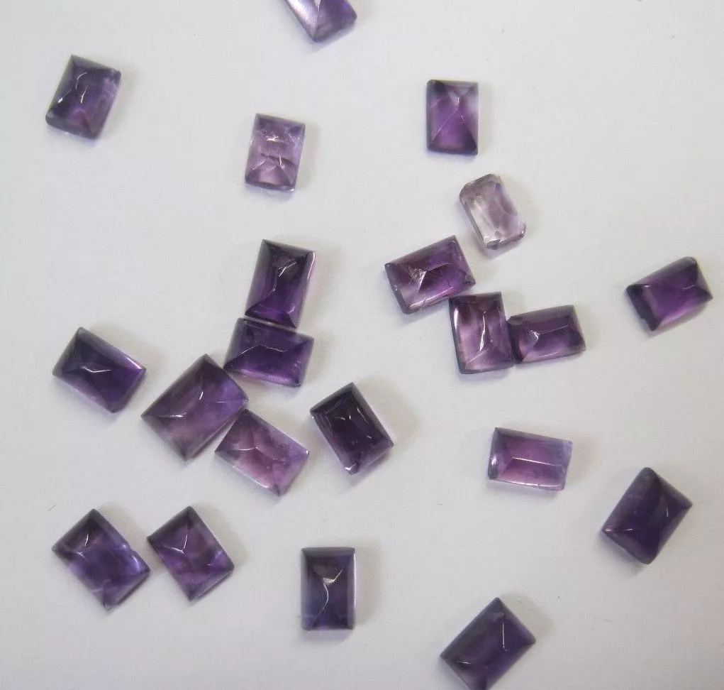 Lot of 2 Amethyst Rectangle Cabochon High Quality 6x8mm