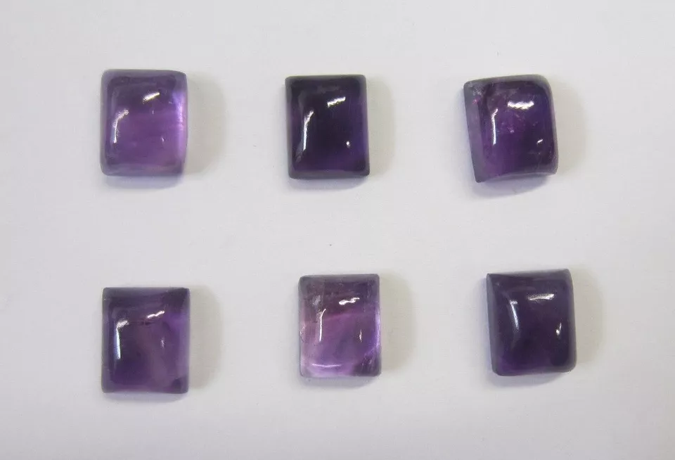 Lot of 2 Amethyst Rectangle Cabochon High Quality 7x9mm