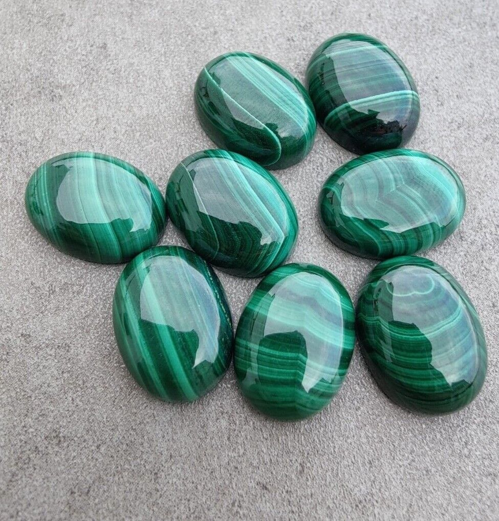 Natural Malachite Oval Shape Cabochon Flat Back Calibrated Loose Gemstone - 13x18