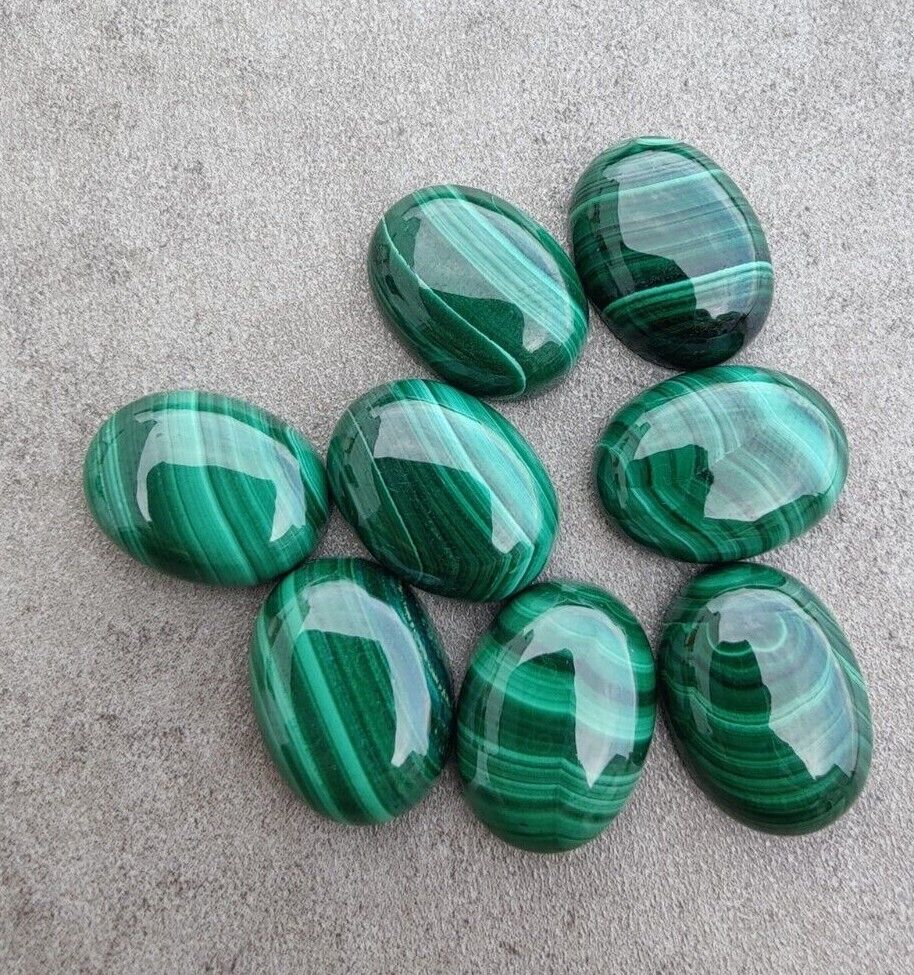 Natural Malachite Oval Shape Cabochon Flat Back Calibrated Loose Gemstone - 7x9