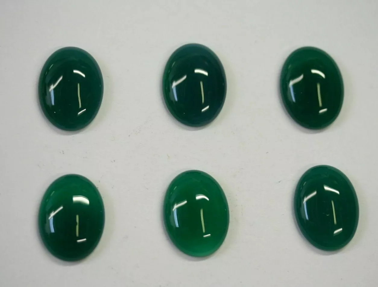 4pcs 10x14mm Natural Green Onyx Calibrated Oval Cabochon Gemstones Gems Jewelry
