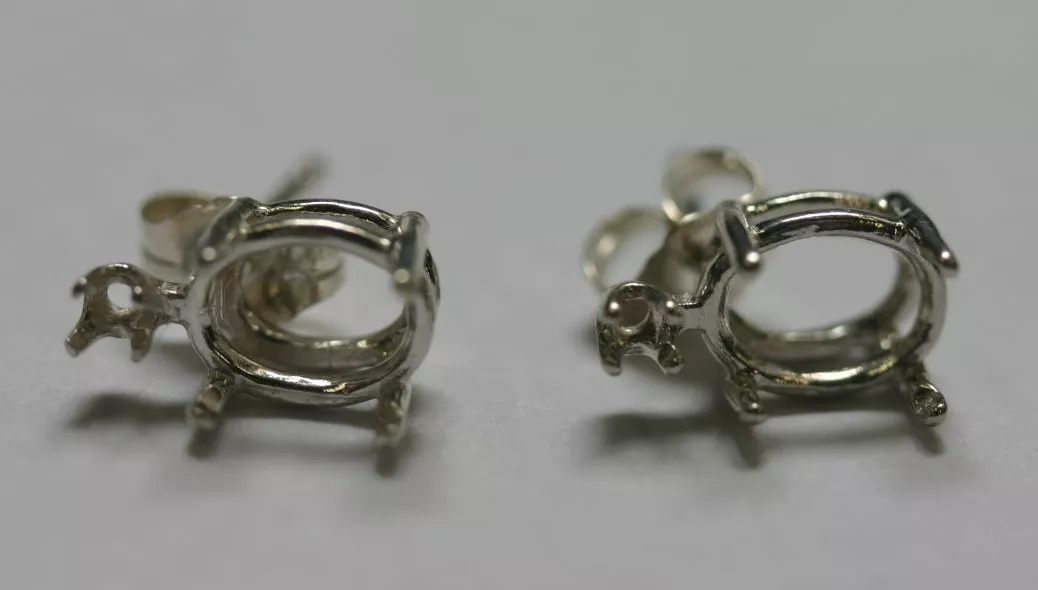 6x8 8x6mm Sterling Silver Oval Earrings Setting Gemstones Single Accent 2mm