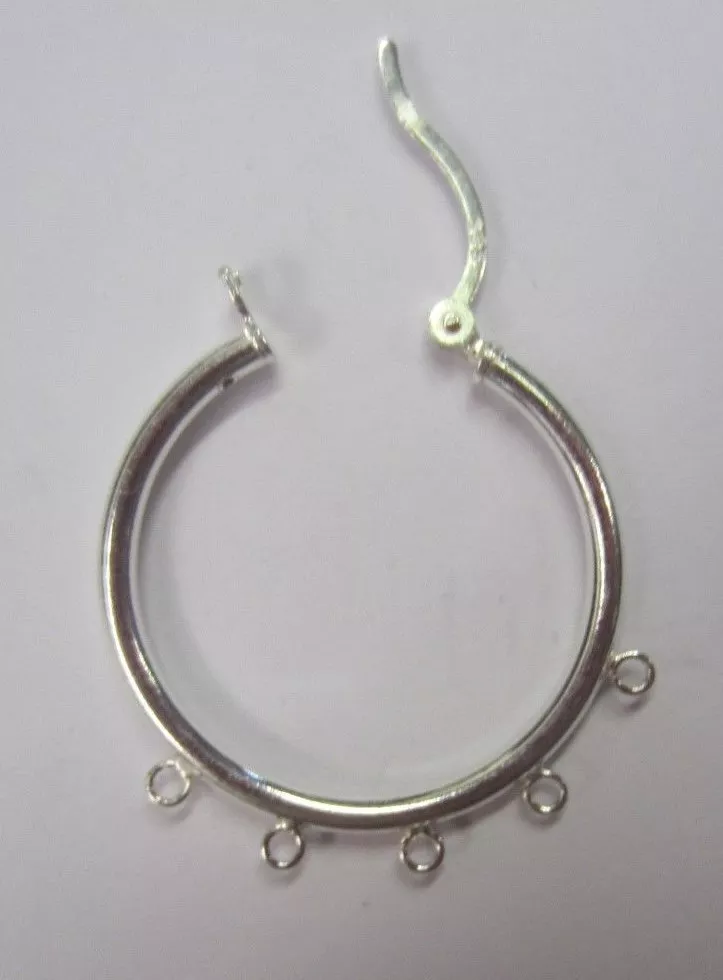 25mm 925 Sterling Silver 5 Ring Hinged Hoop Earrings Findings Multi Strand