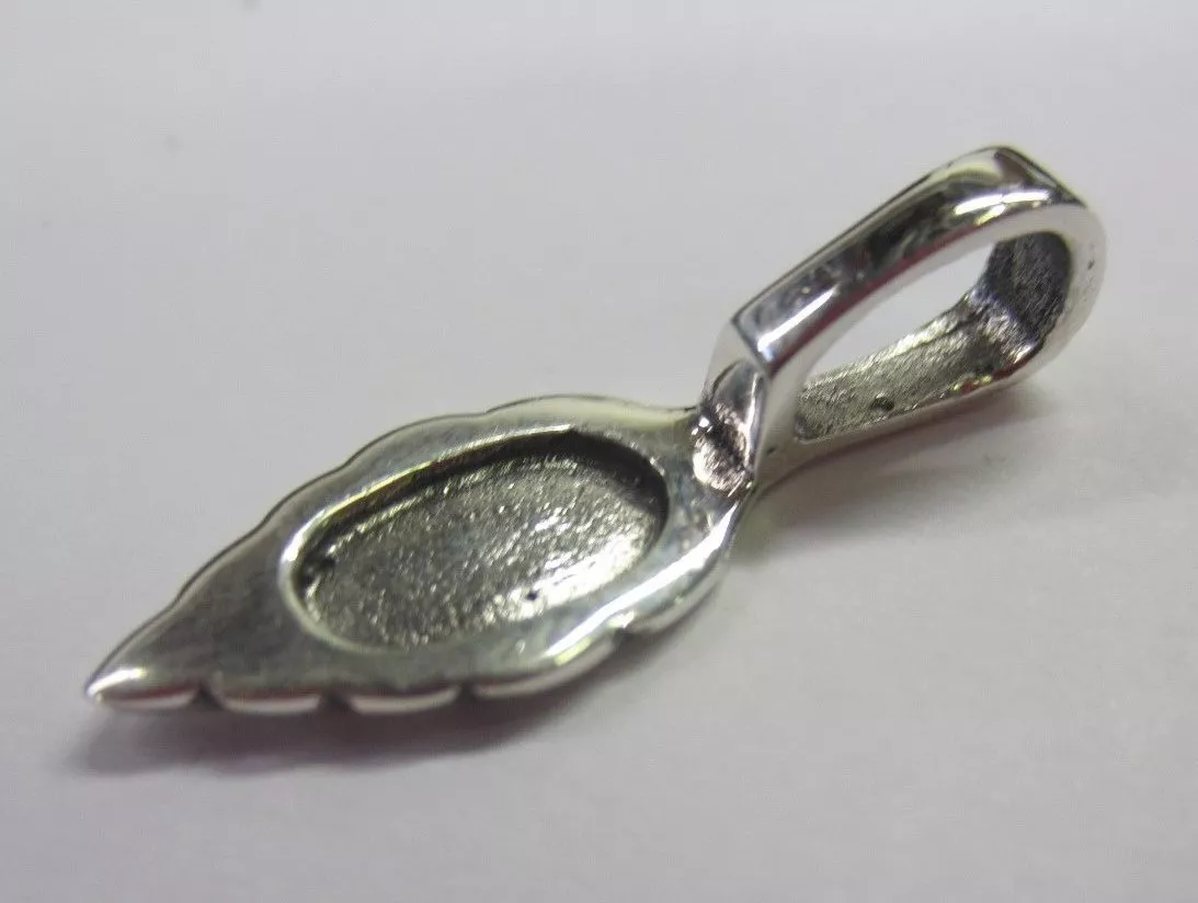2pcs Solid Sterling Silver Glue on Bail Beaver Tail 8.1 x 25.2mm Pendant Bail
