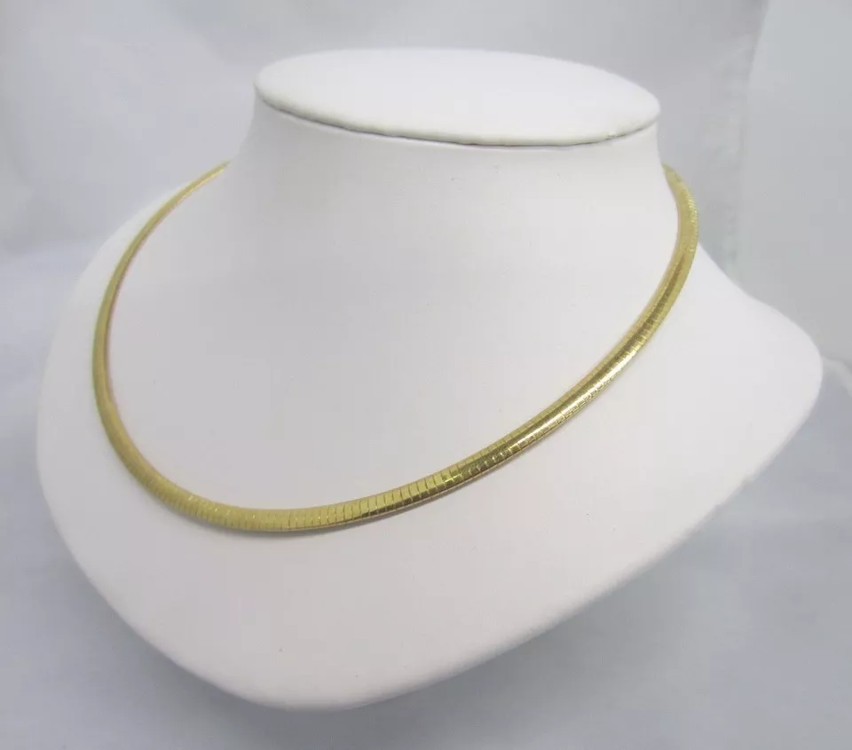 4mm Vermeil Omega Cubetto Chain Necklace Made in ITALY Wholesale Prices 16" 18"