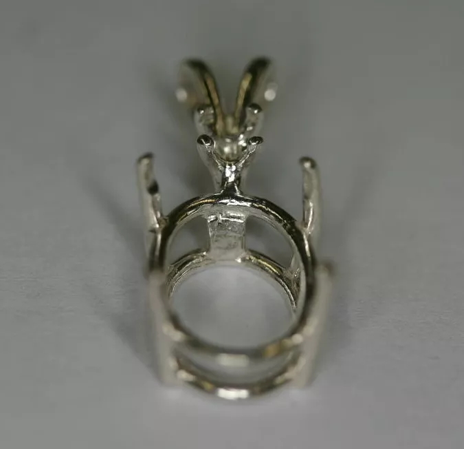 14x10 10x14 Pre-notched Sterling Silver Oval Pendant Mounting Gemstones 1 Accent