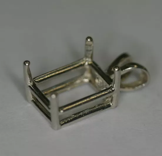 7x9 9x7 Prenotched Sterling Silver Emerald cut Pendant Mounting Gemstones