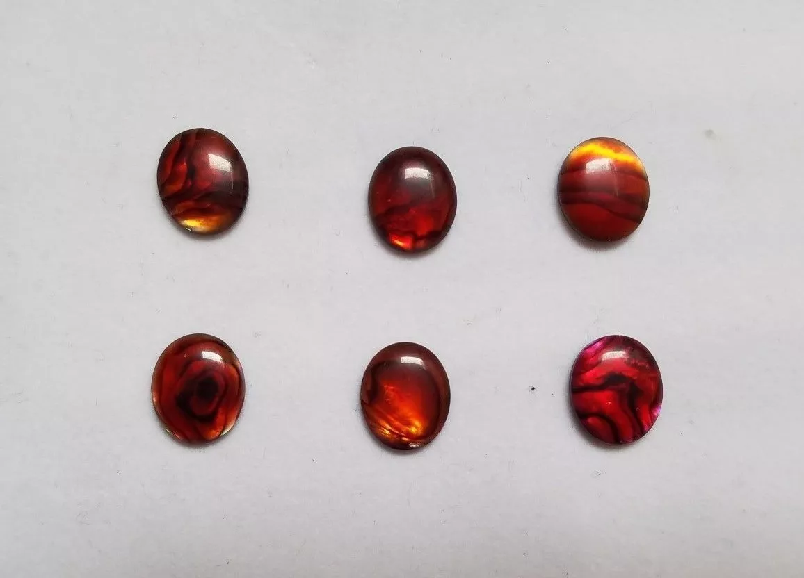 Lot of 10 Red Paua Shell Oval Cabochon High Quality 6x8mm