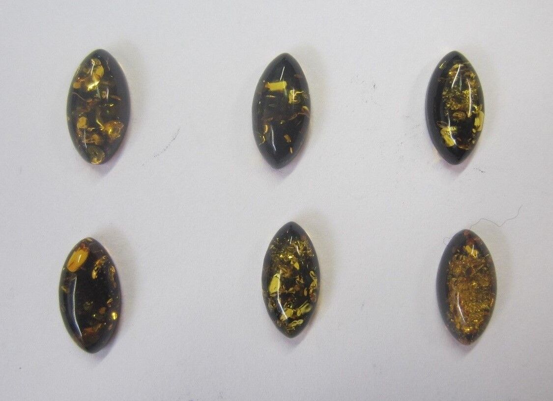 Natural Amber Marquise Cabochon High Quality Gemstones 6x12mm Jewelry Making