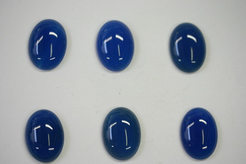4pcs 12x16mm Natural Blue Onyx Calibrated Oval Cabochon Gemstones Gems Jewelry