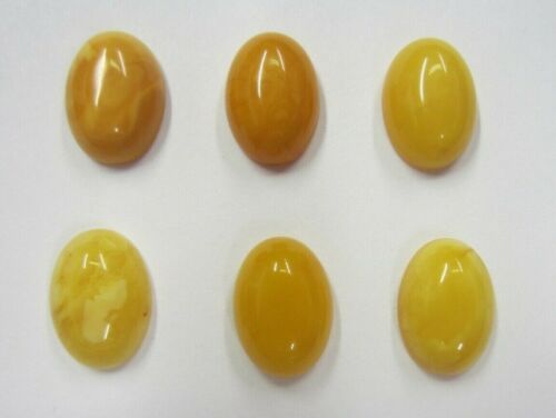 2pcs Natural Butterscotch Amber Calibrated Oval Cabochon Gemstones 4x6mm 6x4mm