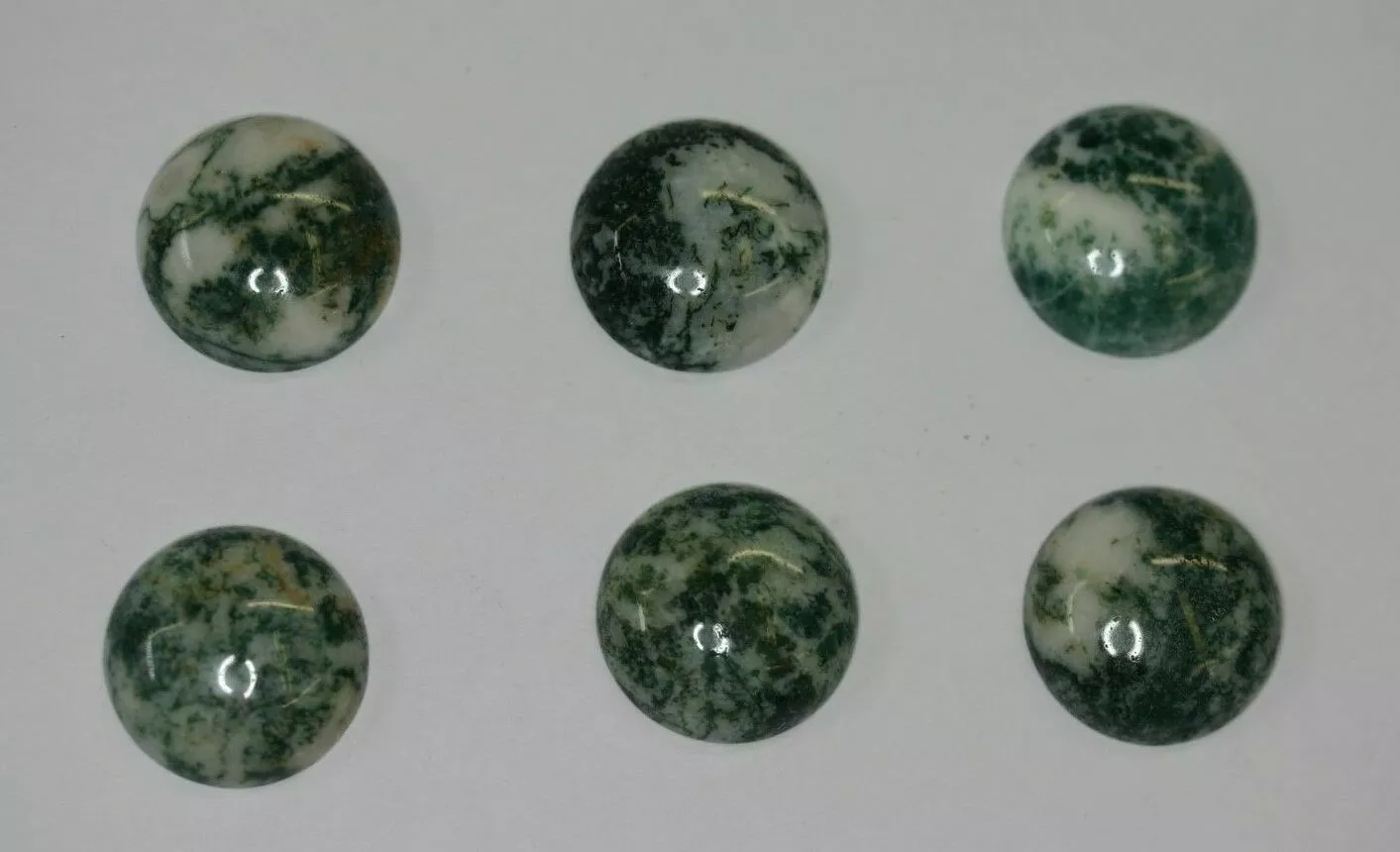 2pcs 14mm Natural Tree Agate Calibrated Round Cabochon Gemstones Cab Jewelry