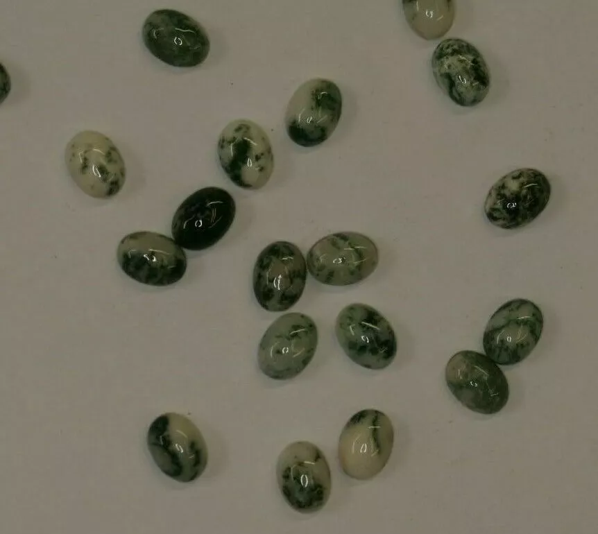 4pcs 10x14mm Natural Tree Agate Calibrated Oval Cabochon Gemstones Cab Jewelry