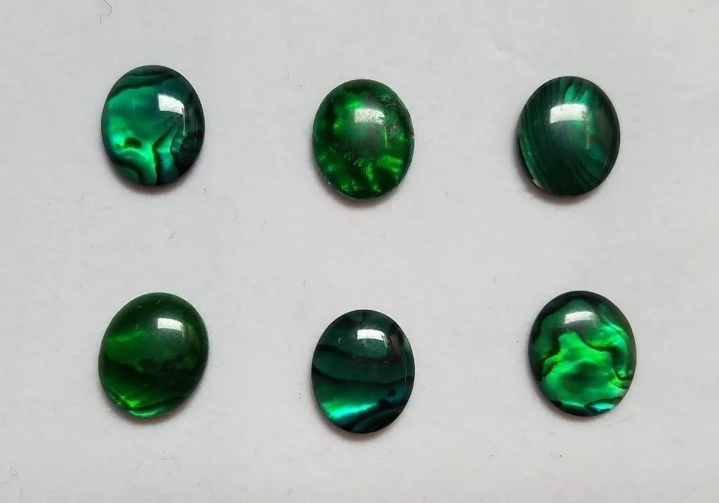 6pcs 15x20mm Natural Paua Shell Green Calibrated Oval Cabochon Gemstones Jewelry