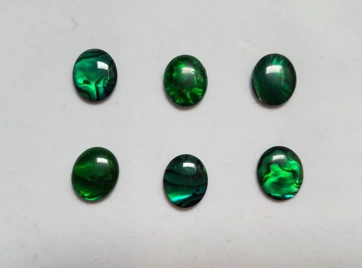 10pcs 10x12mm Natural Paua Shell Green Calibrated Oval Cabochon Gems Jewelry