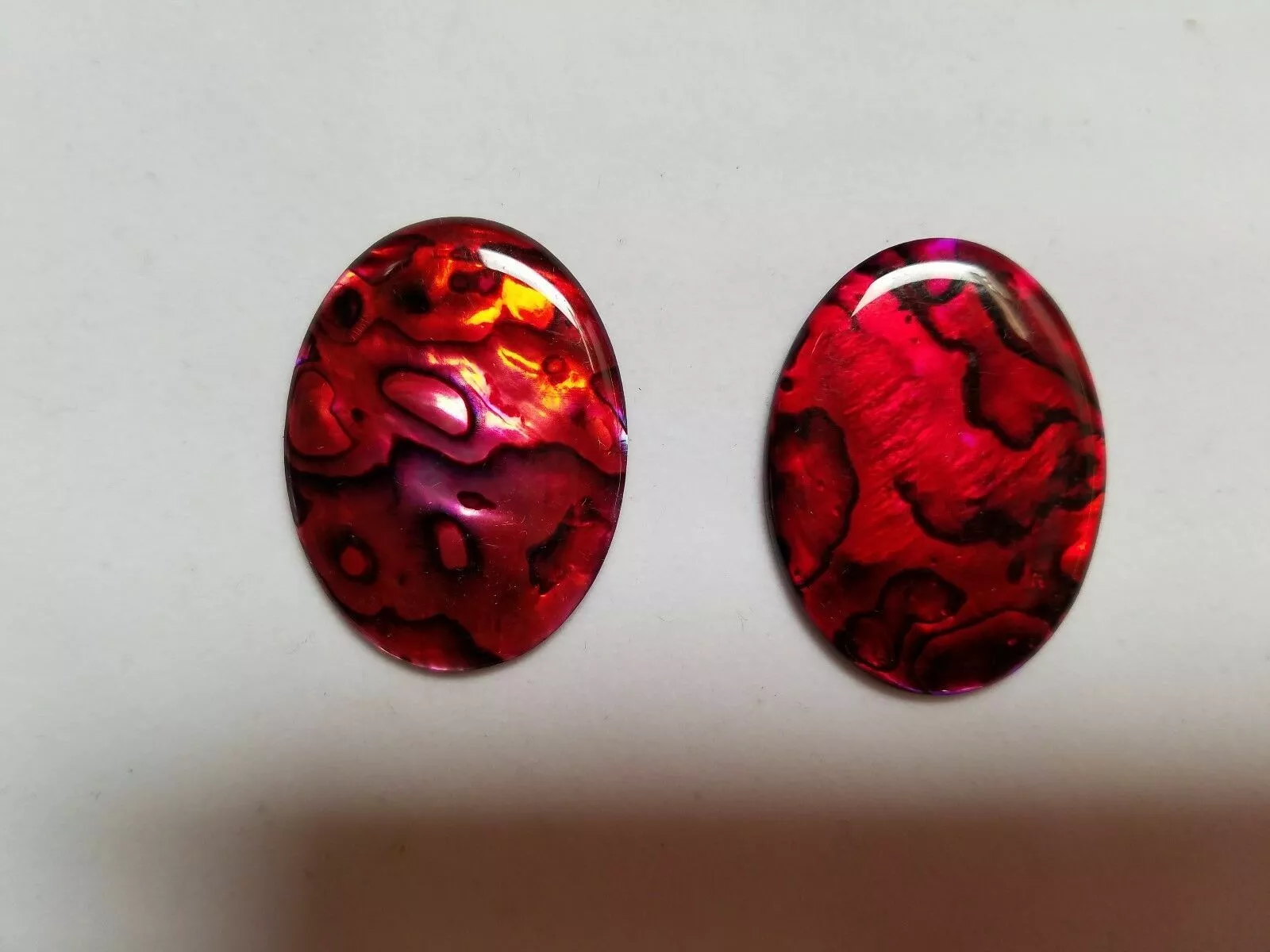 6pcs 12x16mm Natural Paua Shell Red Calibrated Oval Cabochon Gemstones Jewelry