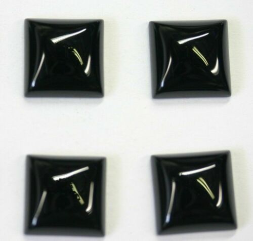4pcs 16mm Natural Black Onyx Calibrated Square Cabochon Gemstones Gems Jewelry