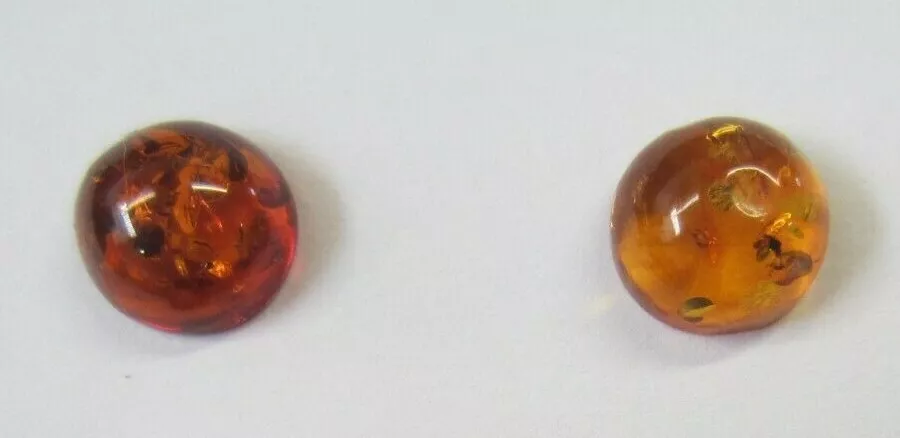 2pcs 8mm Natural Orange Amber Round Cabochon High Quality Gemstones Jewelry