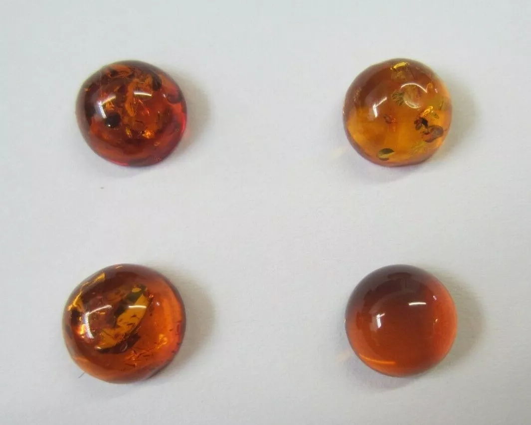 2pcs 8mm Natural Orange Amber Round Cabochon High Quality Gemstones Jewelry