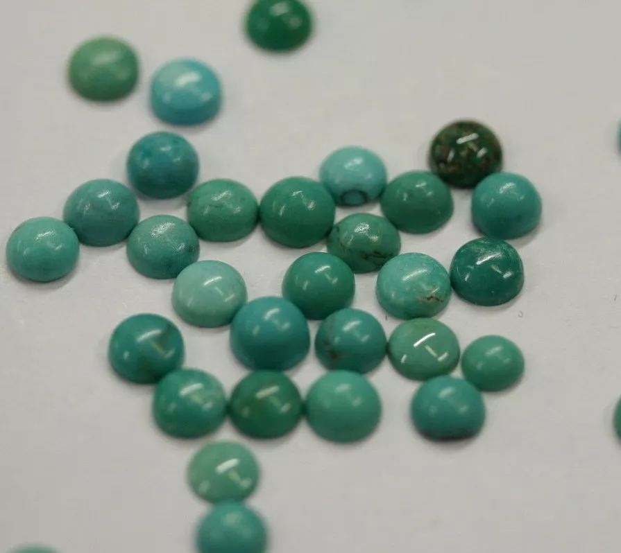 2pcs Natural Chinese Turquoise Round Cabochon 7mm Gemstones