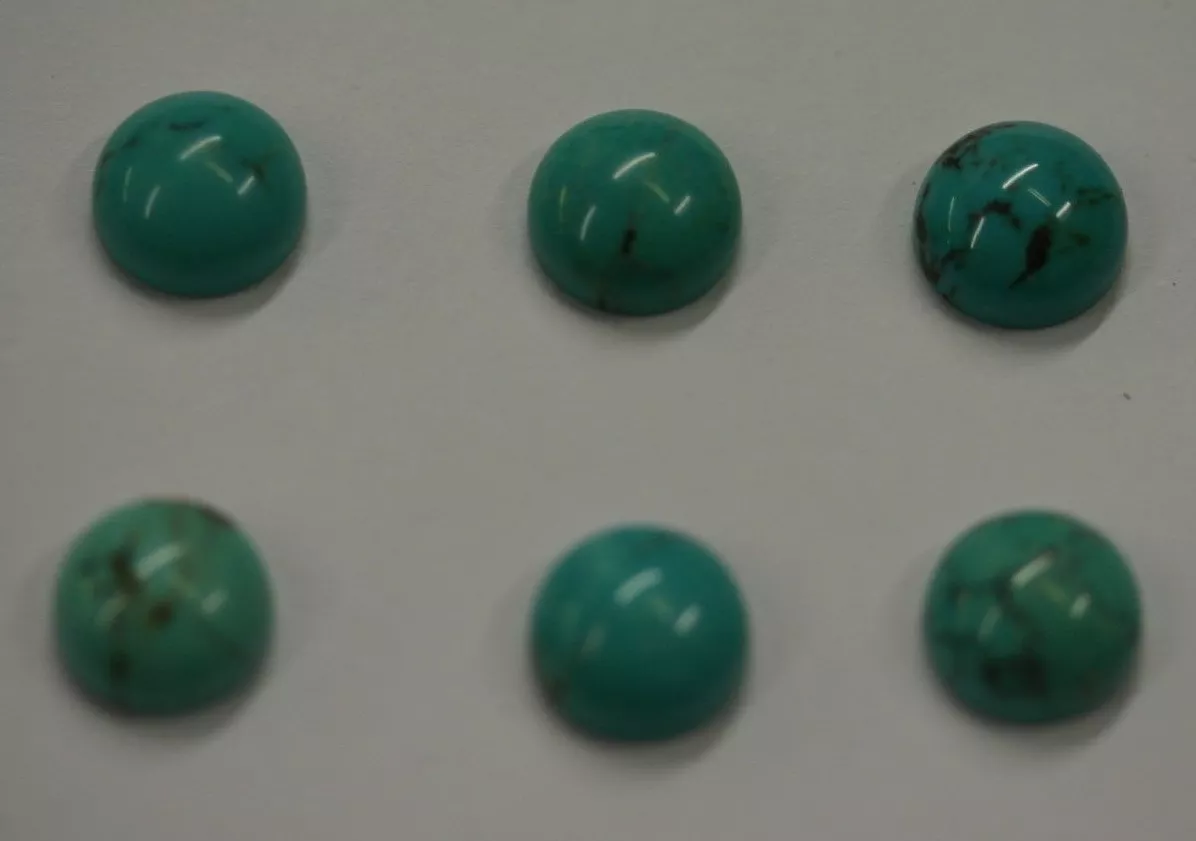 2pcs Natural Chinese Turquoise Round Cabochon 7mm Gemstones