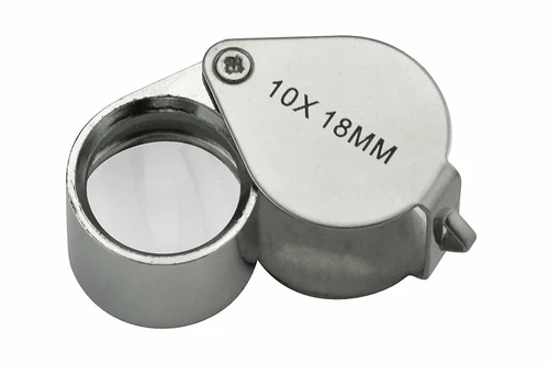 Chrome Round Body Jeweler’s Loupe in Plastic  Storage Box 10 x 18