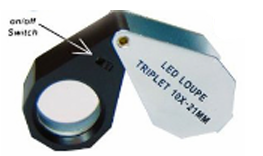 Triplet Professional Quality Illuminated Jeweler’s  Loupe, Leather Pouch Included (discontinued) - 10 x 21