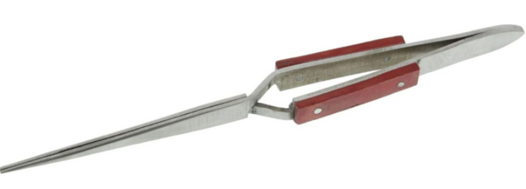 Cross Lock Tweezers Self Closing Fiber Grip 6-1/2" - Straight Tip