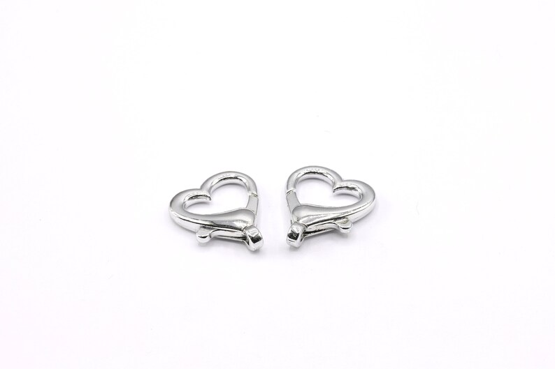 Sterling Silver Heart Shaped Lobster Claw Clasps - Large