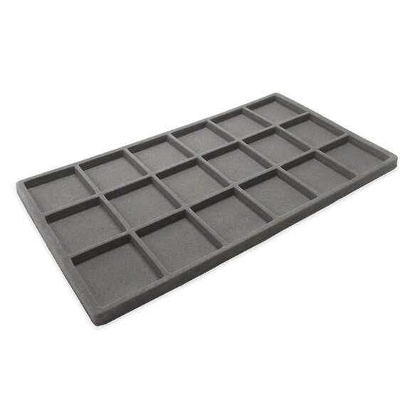 1pc Grey Flocked Compartment Display Slots Inserts for Jewelry Cases and Trays (18 Compartment)
