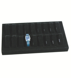 18 Position Watch Display - Black Leatherette