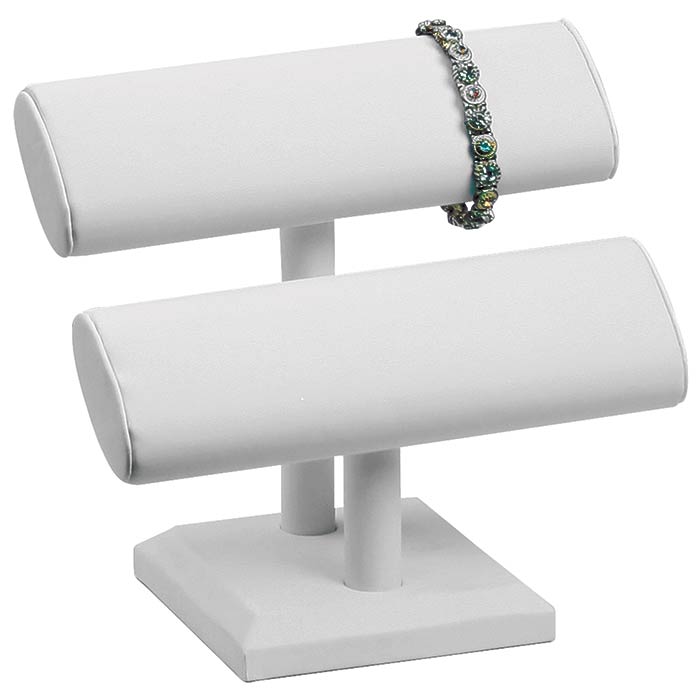 Double Tier T-bar -    White Leatherette