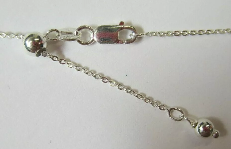 0.75mm Solid 925 Sterling Silver Adjustable Cable Chain Necklace up to 22"