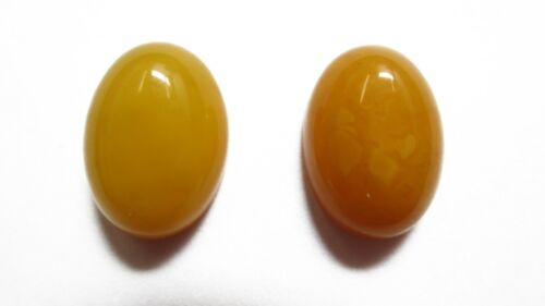 2pcs 10x14mm 14x10mm Natural Butterscotch Amber Calibrated Oval Cabochon Gems
