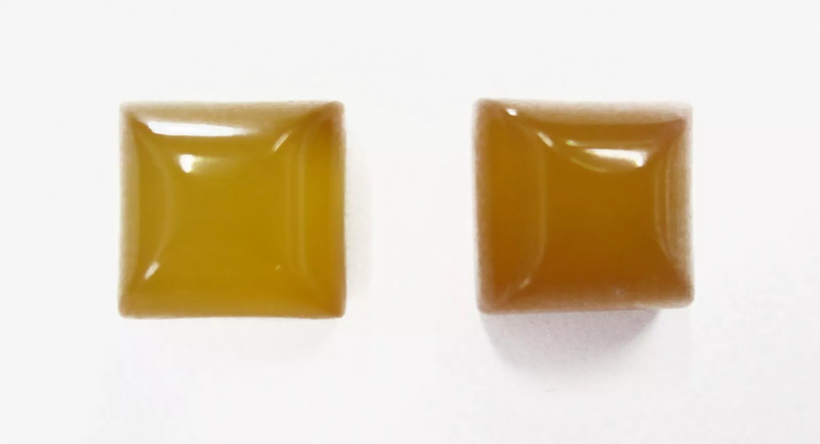2pcs 10mm Natural Butterscotch Amber Square Calibrated Cabochon Gemstones Cab
