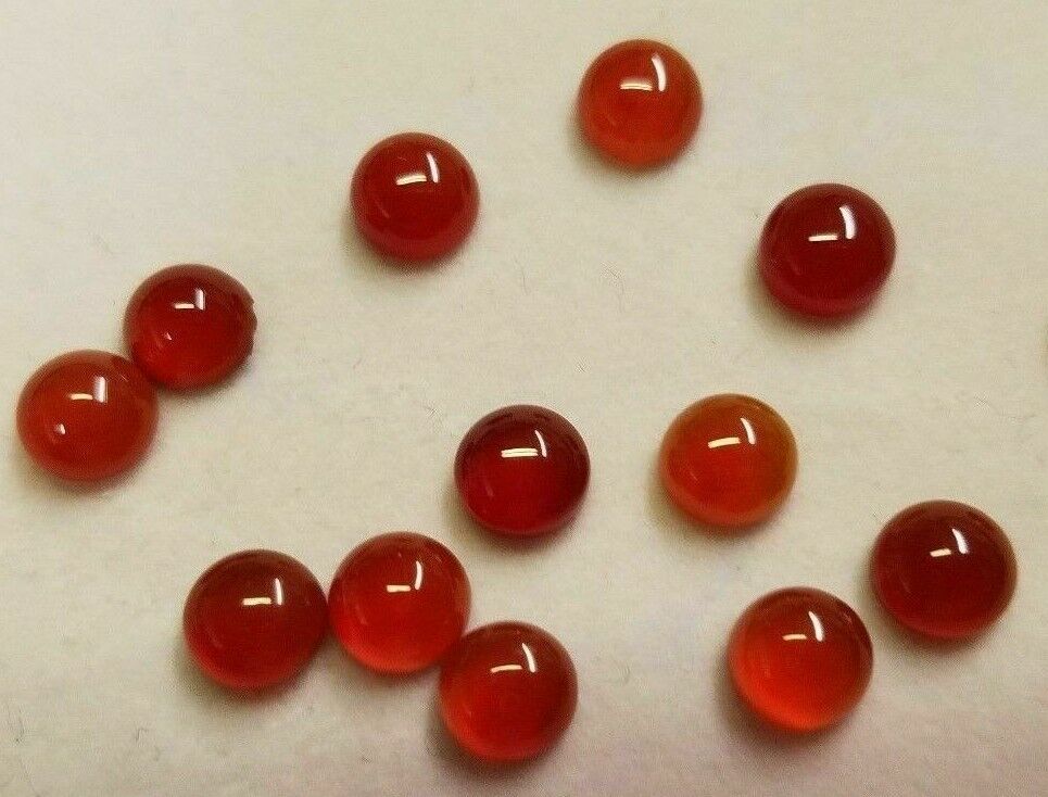 4pcs 14mm Natural Carnelian Calibrated Round Cabochon Cab Gemstones Gems Jewelry