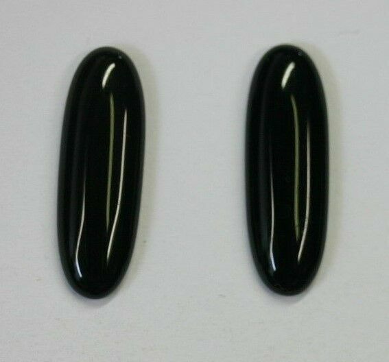 4pcs 9x25mm Natural Black Onyx Calibrated Long Oval Cabochon Gemstones Cab Gems