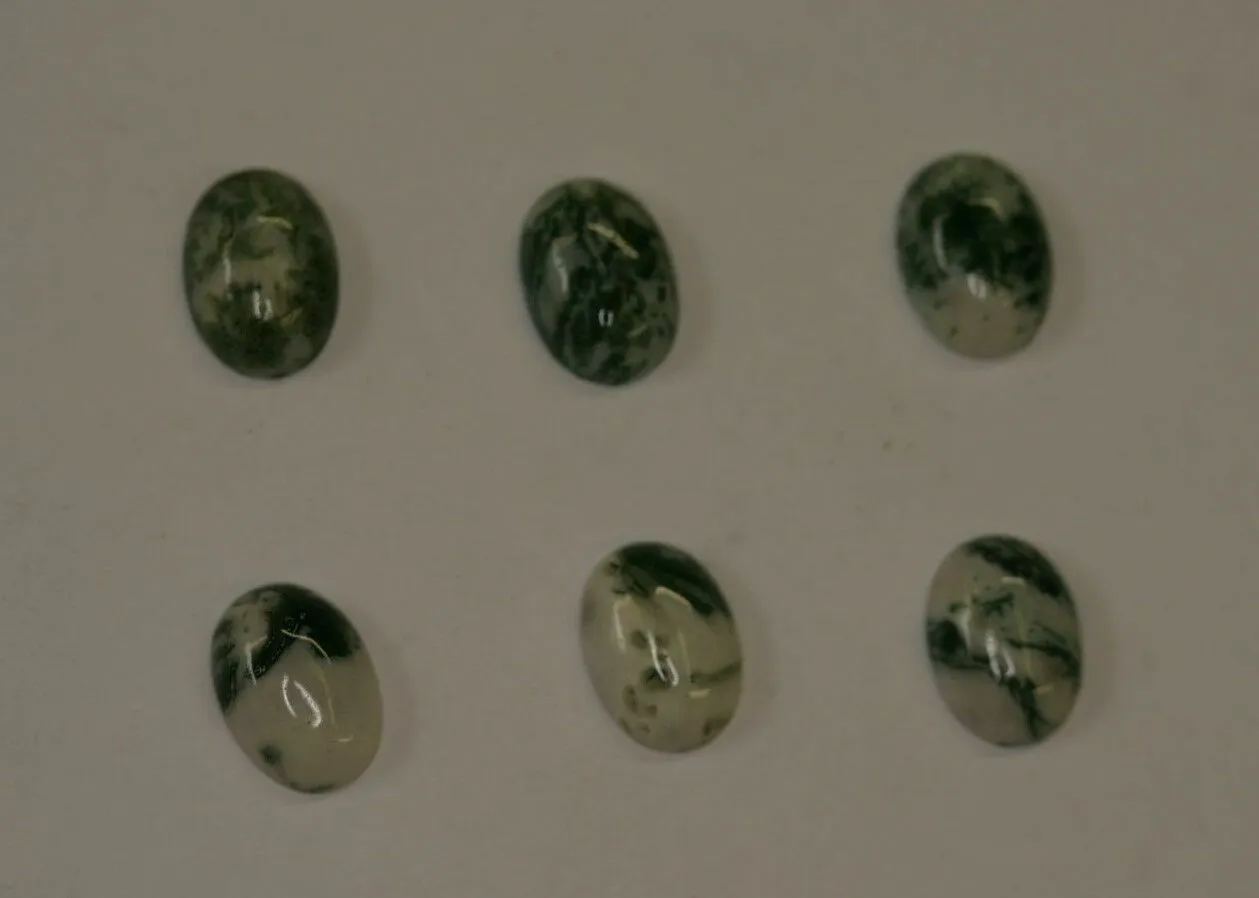 4pcs 6x8mm Natural Tree Agate Calibrated Oval Cabochon Gemstones Cab Jewelry