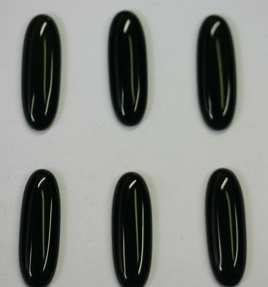 4pcs 5x15mm Natural Black Onyx Calibrated Long Oval Cabochon Gemstones Cab Gems