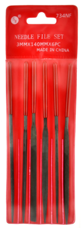 Sona 6-Piece 5-1/2" (7mm x 140mm) Dipped Handle Fine Cut Needle File Set